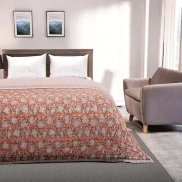 Ridhi Block Print Cotton Quilt - Vibrant Handcrafted Cozy Cover