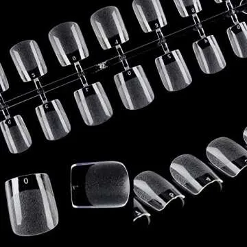 UNA GELLA Extra Short Square Fake Nails XS 216pcs Pre-shape Extra Short Square Press on Nails Short Square Gel Tips Full Cover Acrylic Short Square Nails False Nails For DIY Salon 12 Sizes