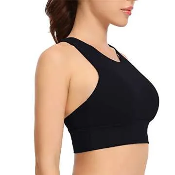 Lemedy Women Strappy Sports Bras Padded Medium Support Yoga Workout Tank Top (M, Black)