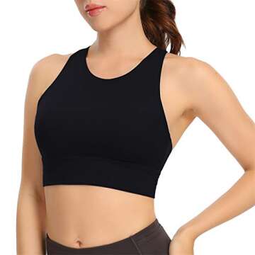 Lemedy Women Strappy Sports Bras Padded Medium Support Yoga Workout Tank Top (M, Black)