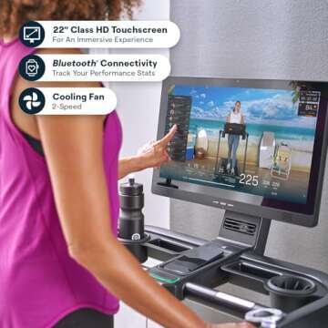 Echelon Stride Treadmill, Touchscreen, Auto-Fold, Motorized Incline, Comfortable Air Cushioning Deck, Elevate Home Workouts, Easy Storage, + 30-Day Free Membership, 8S