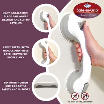 Safe-er-Grip Safe-er-Grip Changing Lifestyles Suction Cup Grab Bars for Bathtubs & Showers; Safety B...