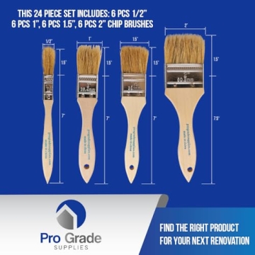 Pro Grade Chip Brush Set - 24 Multi-Size Paint Brushes