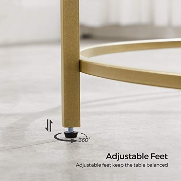 VASAGLE Round Coffee Table with Golden Steel Frame