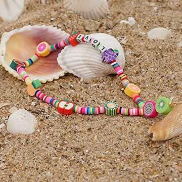 3PCS Beaded Phone Lanyard Wrist Strap Smiley Face Fruit Star Letter Pearl Handmade Rainbow Acrylic Polymer Clay Beads Keychain for Women Girls