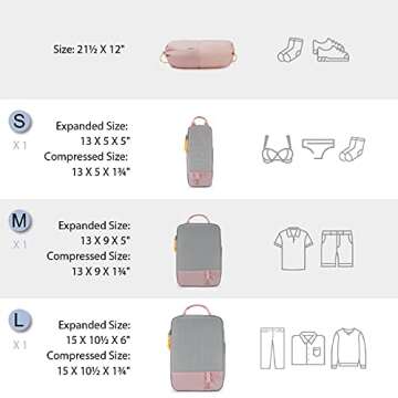 BAGSMART 4 Set Compression Packing Cubes for Travel, Lightweight Vacation Travel Essentials for Wome...