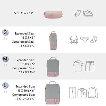 BAGSMART 4 Set Compression Packing Cubes for Travel, Lightweight Vacation Travel Essentials for Wome...