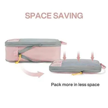 BAGSMART 4 Set Compression Packing Cubes for Travel, Lightweight Vacation Travel Essentials for Women, Travel Accessories for Suitcase Organizer Bags Set, Durable Luggage Organizer Travel Bags