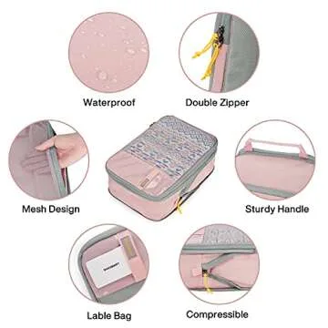 BAGSMART 4 Set Compression Packing Cubes for Travel, Lightweight Vacation Travel Essentials for Women, Travel Accessories for Suitcase Organizer Bags Set, Durable Luggage Organizer Travel Bags