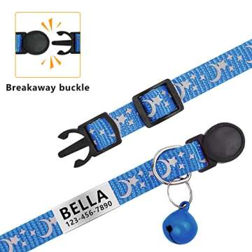 LaReine 2 Pack Cat Collar Personalized, Breakaway Kitten Collar with Phone and Name tag, Cat Collars...