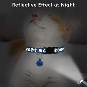 LaReine 2 Pack Cat Collar Personalized, Breakaway Kitten Collar with Phone and Name tag, Cat Collars Reflective with Bell for Girls & Boys (7.5"-12.5" Neck, Navy Blue)