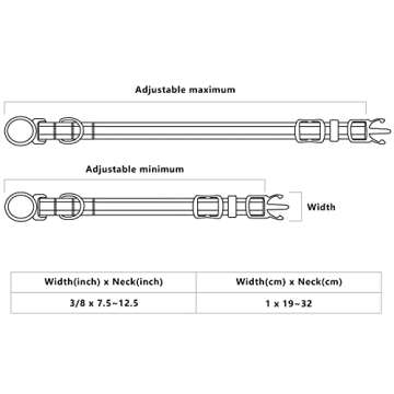 LaReine 2 Pack Cat Collar Personalized, Breakaway Kitten Collar with Phone and Name tag, Cat Collars Reflective with Bell for Girls & Boys (7.5"-12.5" Neck, Navy Blue)