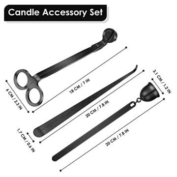Saiveina 3 in 1 Candle Accessory Set, Candle Wick Trimmer, Wick Dipper, Candle Snuffer Extinguisher,...