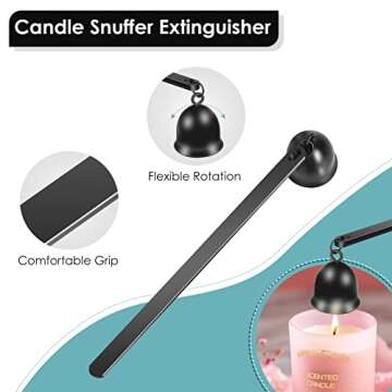 Saiveina 3 in 1 Candle Accessory Set, Candle Wick Trimmer, Wick Dipper, Candle Snuffer Extinguisher, Candle Care Kit with Gift Package for Candle Lover(Black)