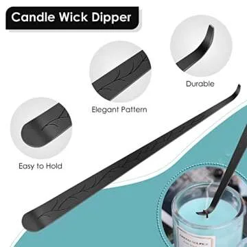 Saiveina 3 in 1 Candle Accessory Set, Candle Wick Trimmer, Wick Dipper, Candle Snuffer Extinguisher, Candle Care Kit with Gift Package for Candle Lover(Black)