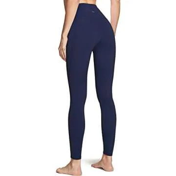 TSLA Women's Tummy Control Yoga Pants with High Waist and Running Yoga Leggings, 4 Way Stretch Athletic Pants for Workout, Pocket Peachy Navy, X-Large