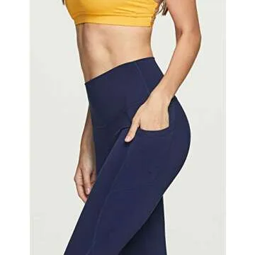 TSLA Women's Tummy Control Yoga Pants with High Waist and Running Yoga Leggings, 4 Way Stretch Athletic Pants for Workout, Pocket Peachy Navy, X-Large