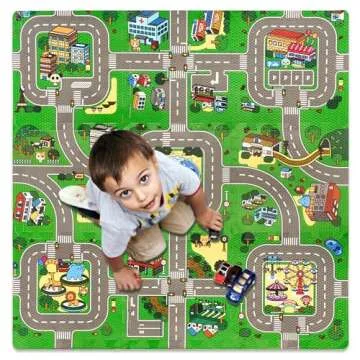 Kids Traffic Play Mat Interlocking Puzzle Foam 9 Tiles