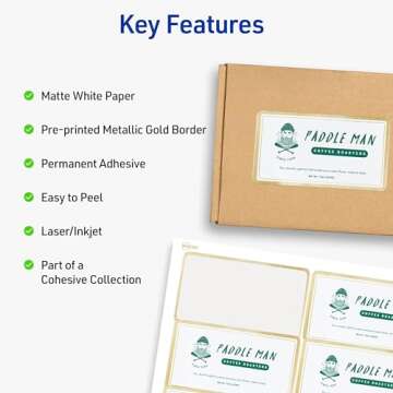 Avery 2" x 4" Rectangle Labels with Gold Border - 100 Pack