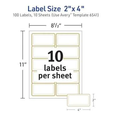 Avery 2" x 4" Rectangle Labels with Gold Border - 100 Pack