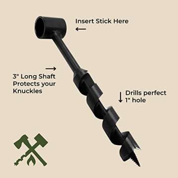 Pro Bushcraft 1 Inch Hand Auger Drill for Camping
