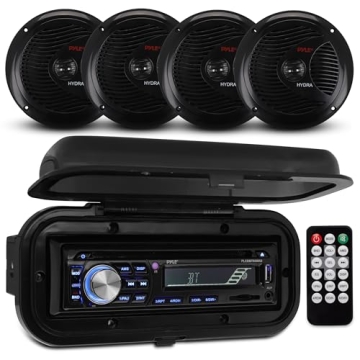 Pyle Wireless Bluetooth Marine Audio Stereo - Ultimate Kit w/ 6.5" Waterproof Speakers, Hands-Free C...