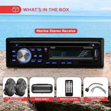 Pyle Bluetooth Marine Audio Stereo Kit with Waterproof Speakers