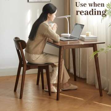 Vadisun Dining Chairs, Kitchen Chairs, 100% Oak Solid Wood Modern Chair with Curved Backrest Kitchen...