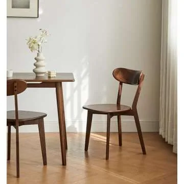 Vadisun Dining Chairs, Kitchen Chairs, 100% Oak Solid Wood Modern Chair with Curved Backrest Kitchen & Dining Room Chairs Modern Chair for Living Room, Dining Room (4, Walnut)