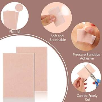 Boyiee 35 Sheets Moleskin Tape Moleskin Adhesive Pads Shoe Moleskin Padding Blister Prevention Tape Blister Prevention Blister Pads for Boots Hiking Reduce Friction Pain (Light Brown,Lint)