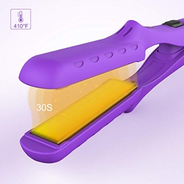 Ovonni Mini Travel Hair Straightener, Dual Voltage 3/4 Inch Ceramic Tourmaline Negative Ionic Flat Iron with Traveling Bag for Europe, Professional Straightener Iron for Fine/Thin Short Hair (Purple)