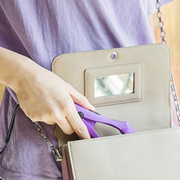 Ovonni Mini Travel Hair Straightener, Dual Voltage 3/4 Inch Ceramic Tourmaline Negative Ionic Flat Iron with Traveling Bag for Europe, Professional Straightener Iron for Fine/Thin Short Hair (Purple)