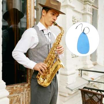 JIYIN 3 Pcs Clarinet Swab Cloth, Clarinet Cleaning Cloth for Inside Instrument Cleaner Cloth, Clarinet Accessories Cleaning Swab Cleaning Kit Suitable for Clarinet Piccolo Flute Saxophone(Blue)