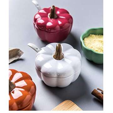 Pumpkin Shape Sugar Bowl with Spoon & Lid - Stylish Storage