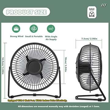 Chchmu USB Fan 4 Inch Mini USB Desk Table Fan Personal Portable Desktop Cooling Fan Powered by USB P...