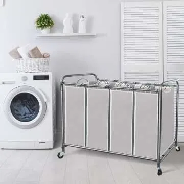 Laundry Sorter with Wheels - STORAGE MANIAC 4 Section Hamper