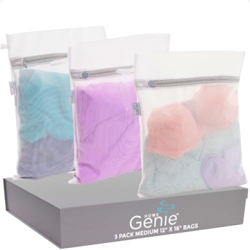 HOME GENIE Durable and Gentle Mesh Laundry Bags for Washing Delicates, Oversized Silicone Zipper, Ma...