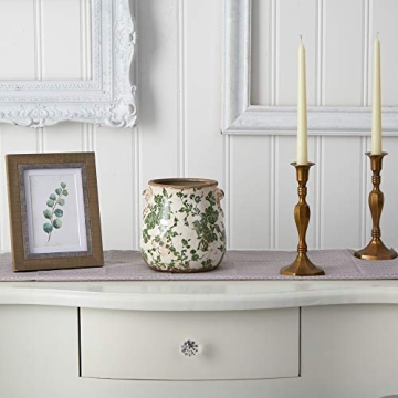 6.5in Tuscan Green Scroll Planter Perfect for Vintage Charm