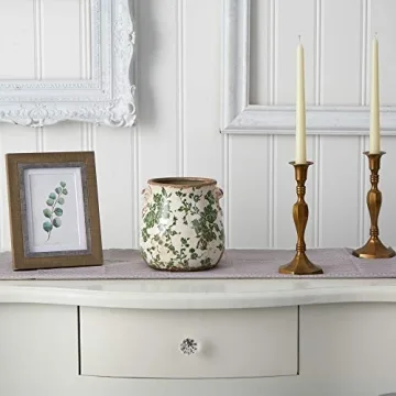 6.5in Tuscan Green Scroll Planter Perfect for Vintage Charm