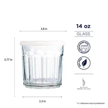 Luminarc 14 oz Working Glass Set with Lids - Set of 4