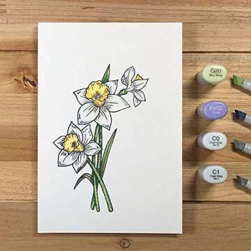 He Lives Easter Christian Stamp with Daffodil Designs 4x6 Sheet