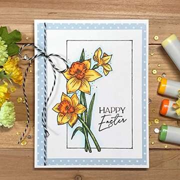 He Lives Easter Christian Stamp with Daffodil Designs 4x6 Sheet