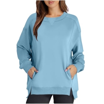 Women's Casual Oversized Crew Neck Sweatshirt with Pockets