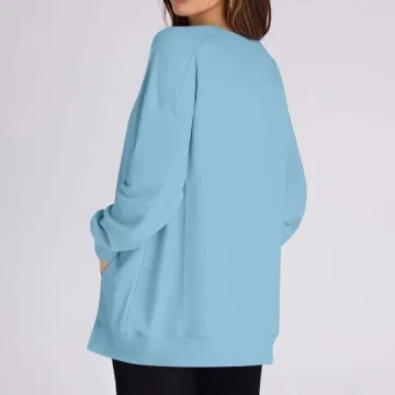 Women's Casual Oversized Crew Neck Sweatshirt with Pockets