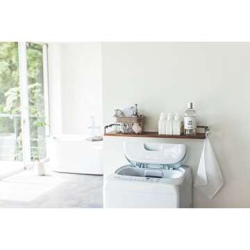 YAMAZAKI Home Tower Wall-Mounted Wood Shelf - Stylish Black Design for Modern Spaces