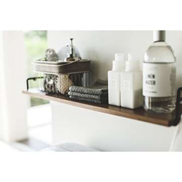 YAMAZAKI Wall-Mounted Wood Shelf in Black - Stylish Organization
