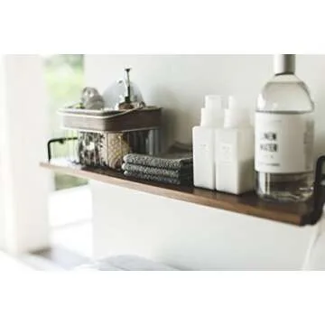 YAMAZAKI Wall-Mounted Wood Shelf in Black - Stylish Organization