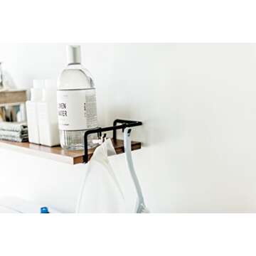 YAMAZAKI Wall-Mounted Wood Shelf in Black - Stylish Organization