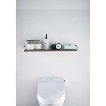 YAMAZAKI Wall-Mounted Wood Shelf in Black - Stylish Organization