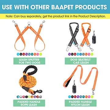BAAPET Comfortable Dog Collar with Double Security Dual D-Ring and ID Tag Hanger for Small Puppy, Medium and Large Dogs (L - 1.0" x (16"-24"), Orange)
